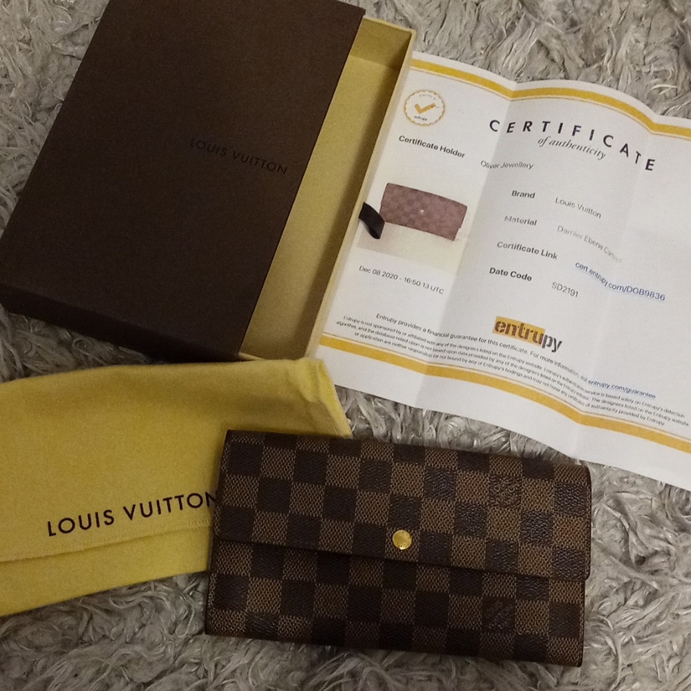 🤎SOLD🤎Louis Vuitton Damier Ebene Sarah Wallet - Picture 1 of 11